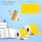 PARLAIM 3 X 5 Inch Rectangle Adhesive Color Coding Stickers,Square Yellow Inventory Stickers -250 Per Dispenser Box