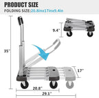 Foldable Platform Cart 29" x 17" x 35" Aluminum Platform Truck 330lbs Capacity Folding Push Cart Adjustable Heavy Duty Platform Cart Dolly for Car House Office Luggage Moving