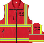 YOWESHOP Lightweight Zip-Up Safety Vest with Pockets for Outdoor Activities,Custom Logo Sleeveless Windbreaker