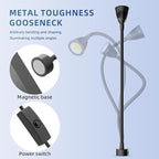 Led Magnetic Work Light 400mm Flexible Gooseneck lamp 700 Lumens 120 Volt for Sewing Machine Lathe Milling Drill Press Industrial Lighting (Aluminum Alloy lamp Head-2)