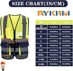 A-SAFETY High Visibility Safety Vest with 4 Reflective Strips 7 Pockets,Yellow&Navy Mesh X-Small