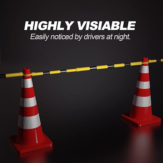 RoadHero 2 Pack 4 FT to 6.9 FT Retractable Cone Bar, Expandable Traffic Cone Bars for Parking Lots, Extendable Barricade for Road Construction, Black and Yellow, Cone Not Included
