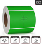 Green Rectangle Stickers 3 x 2 Inch Color Coding Labels Vinyl Roll Self-Adhesive Waterproof Removable 500 PCS