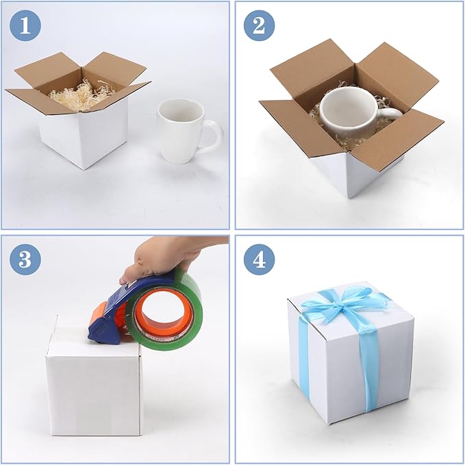 Hoikwo 5x5x5 Shipping Boxes Set of 25, White Corrugated Cardboard Box for Small Business for Packaging Mailing
