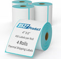 9527 Product 4" x 6" Direct Thermal Shipping Labels for Zebra 2844 ZP-450 ZP-500 ZP-505 Thermal Printers,Blank Direct Thermal Labels 4 Rolls 1800 Labels, 450 Labels/Roll 1" Core