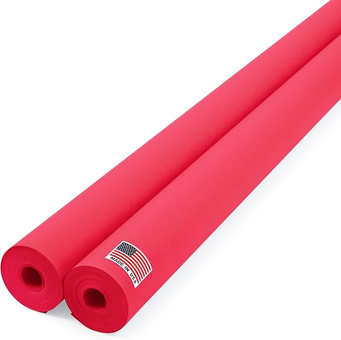 48" x 1200" (100 ft) Red Kraft Paper Roll (Value Pack of 2), 45 lbs Thickness, Made in USA Colored Kraft Paper for School, Bulletin Board - Odorless, Non-Toxic, Safe for Kids
