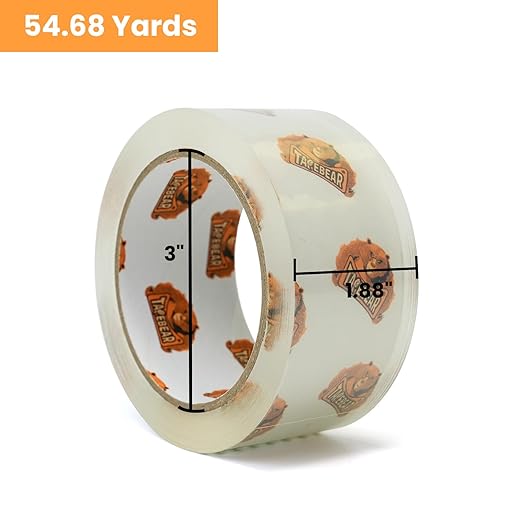 TAPEBEAR Storage Packaging Tape - 48 Rolls Super Clear 2.7mil x 1.88" x 55 Yards Packing Tape - Heavy Duty, Transparent, Long Lasting for Storage and Packing - 2640 Total Yards