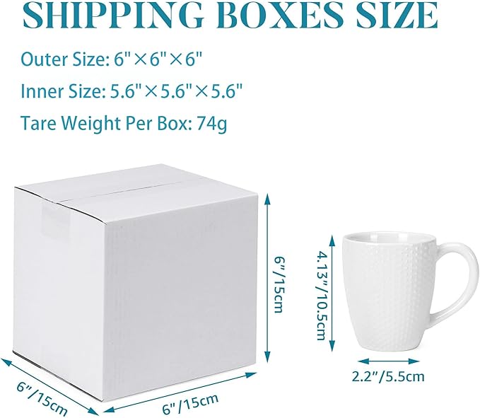 Shipping Boxes 6x6x6 Set of 6, White Corrugated Cardboard Box for Mailing Business Packaging