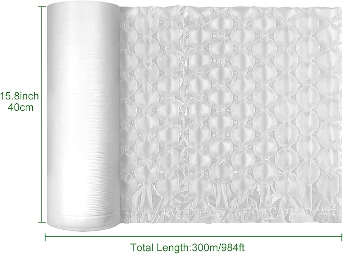 RHBLME 15.8 Inch Wide x 984 Feet Length Moving Bubble Shipping Wrap Roll, 300M Long Air Cushion Packing Inflatable Large Bubble Shipping Wrap for Moving Packing Mailing (Need Machine Inflate)