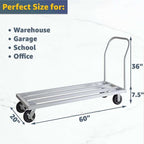 20" x 60" Mobile Aluminum Dunnage Rack - 1600 lb. Capacity, Heavy-Duty Rolling Storage Platform with Handle and Casters, NSF Certified Aluminum Rack for Kitchen, Warehouse, Food Storage
