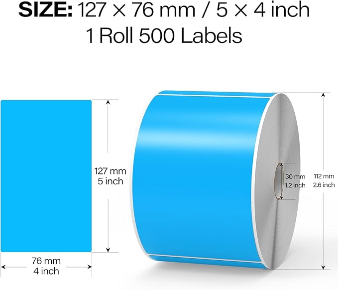 500 Pcs Large Moving Labels for Boxes 3 ×5 Inch Vinyl Self Adhesive Rectangle Stickers Color Coding Labels Waterproof Removable for Storage Bins Classroom Office Warehouse, Fluorescent Blue