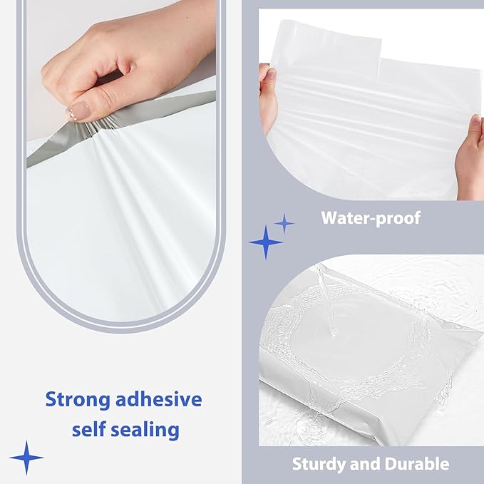 Fuxury 600 Pack 17.7x22" White Large Poly Mailers Bulk,Waterproof Mailing Envelopes for Clothing,XL Strong Adhesive Self Seal Poly Shipping Bags for Postage Return Books Small Business