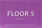 6" X4" Floor 5 Sign - ADA Compliant Tactile Graphics Grade 2 Braille Text | Wall Mount Plastic Directional Assistance, Floor Number Sign for Office, Schools, Hospitals, Apartments
