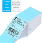 Label KINGDOM Thermal Label Printer Paper, 4"x 6" 500-Fanfold Blue Stickers for Polono, Phomemo Direct Thermal Printer for Shipping Address Label, 1 Roll