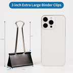 Jumbo Binder Clips 3 Inch - Extra Large Binder Clips 24 Pack, Heavy Duty Office Binder Clips for Paper, Documents, School & Office Supplies (24, 3 inch)