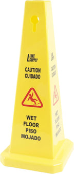 MATTHEW CLEANING 6 Packs 26” Caution Wet Floor Safety Cones for Indoors and Outdoors,Bright Yellow Caution Wet Floor Sign,4-Sided Bilingual Signs,Avoid Fall & Slip Accident