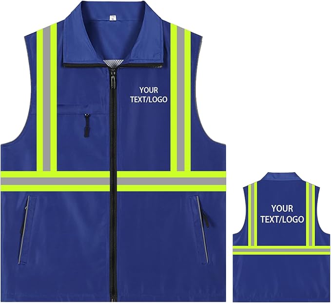 YOWESHOP Lightweight Zip-Up Safety Vest with Pockets for Outdoor Activities,Custom Logo Sleeveless Windbreaker