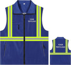 YOWESHOP Lightweight Zip-Up Safety Vest with Pockets for Outdoor Activities,Custom Logo Sleeveless Windbreaker