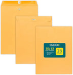 EnDoc Clasp Envelopes 10x13 Inch -15 Pack Brown Kraft Catalog Envelope with Clasp Closure & Gummed Seal – 28lb Heavyweight Envelopes for Home, Office, Business, Legal or School 10x13, Brown Kraft