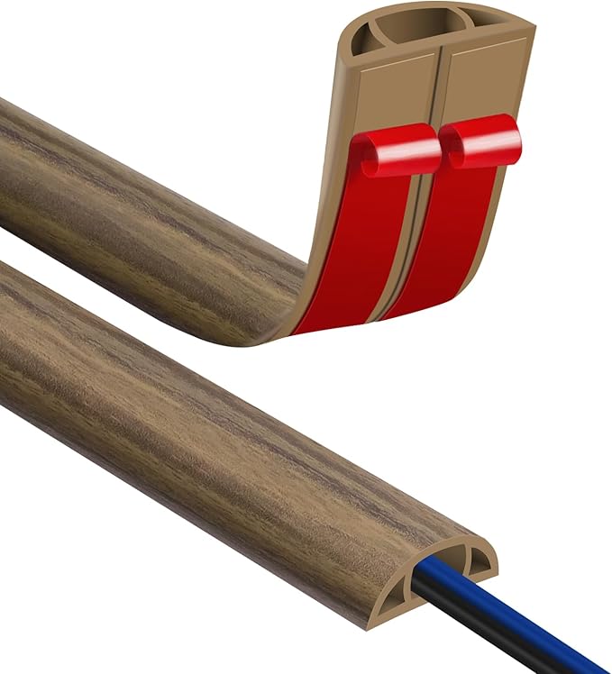 Floor Cord Covers for Wires 10FT Cable Hider Wire Cover Self Adhesive Cord Hider Floor for Offices, Homes, Workshops, Warehouses Cable Cavity 0.39" W x 0.27" H