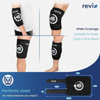 REVIX 2 Packs Knee Ice Pack Wrap, 45-Minute Long-Lasting Ice Pack for Knees with Ice Grid Gel Design, Reusable Gel Ice Wrap with Cold Compress Therapy for Thighs, Elbows, Calves & Legs (12" × 9.5")