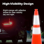 8 Pack 28 Inch Orange PVC Traffic Cones Black Base Stable Flexible, Road Safety Construction Zone Crowd Control Parking Safety Markers (8, Orange, 28 Inch)