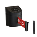 Crowd Control Warehouse - CCW Series WMB-220 Fixed Wall Mount Retractable Belt Barrier - 15 Foot, Red"This LINE is Closed" White Letters Belt with Black ABS Case