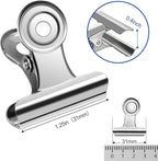 30 Pack Small Bull Clips 1.22 Inch Mini Metal Hinge Clips Binder Paper Hinge Clip for Office, Home, School, Shops, Silver, 31mm