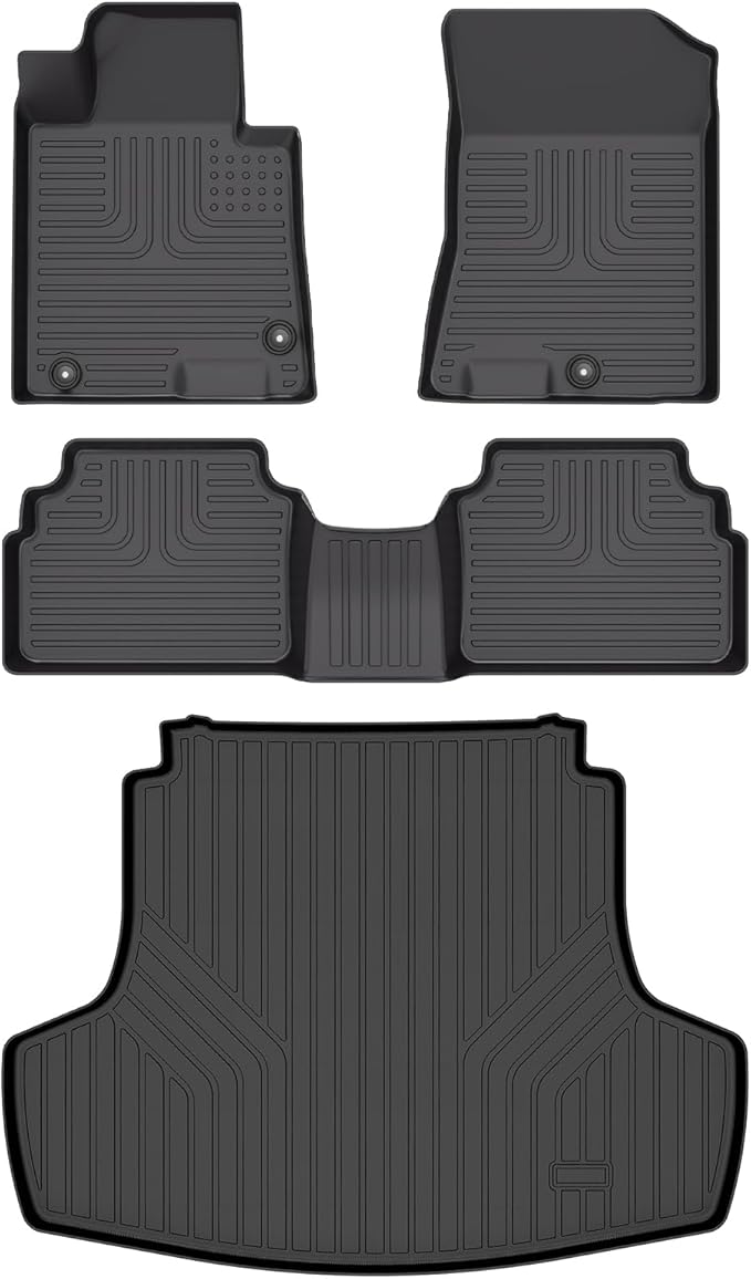 HAFIDI® Floor Mats & Cargo Liner Set Fit for 2021-2026 Kia K5 (Only FWD Models)& 2020-2026 Hyundai Sonata & Sonata Hybrid All Weather TPE Anti-Slip Car Full Set Floor Liners Custom Accessories - Black