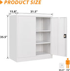 Metal Storage Cabinet, Lockable Storage Cabinet with 2 Doors and Shelves, Metal Cabinet with Lock, Small Lockable for Home Office(White)