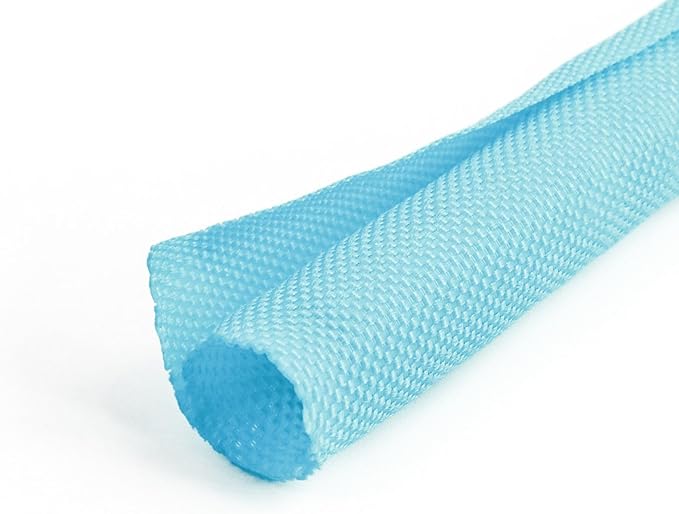 1/2 inch Split Braided Cable Management Sleeve for USB Cable Power Cord Audio Video Cable, High-Temperature Automotive Harness Wire Loom Cord Protector from Cat Dog Chewing (Blue, 10FT)