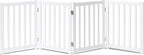 LZRS 4-Panel Wooden Free Standing Foldable Dog Gate Indoor – 24" High, Extra Wide Step-Over Safety Pet Gate for Doorways, Stairs, Hallways, Large Spaces & Playpen for Puppies Indoor Use, White