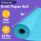 USA Made 36" x 1200" Light Blue Paper Roll, 45 lbs Thickness, American Quality Colored Kraft Paper for School, Bulletin Board, Arts & Crafts - Non-Toxic, Odorless, Safe for Kids