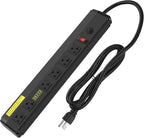 CCCEI Heavy Duty Power Strip Surge Protector 20 Amp, High Amp Industrial Shop Garage Metal Multiple Outlets, 4 FT 12 Gauge 5-15P Extension Cord 6 Outlet 6-20R T-Slot 20a for Appliance. Black.