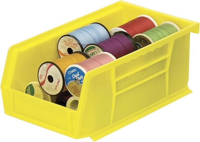 Akro-Mils 30220 AkroBins Plastic Storage Bins, Space-Saving Stackable Bins for Garage, Pantry, Craft Organization, 7-" x 4-" x 3-", Yellow, 24-Pack