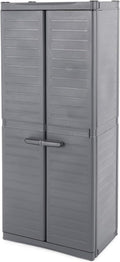 Gracious Living 3-Shelf Base Cabinet, MaxIt Lockable Utility Storage with Adjustable Shelves for Garage, Basement, Workshop, Grey - Large