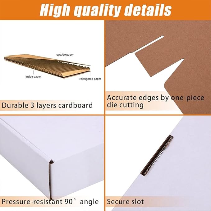 4x4x1'' Small Shipping Boxes (Inner Size) 25 Pack, Corrugated Cardboard Mailers for Small Business, White (CM441-25)