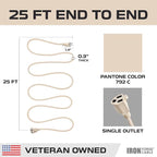 Iron Forge Cable Weatherproof 25 Ft Outdoor Extension Cord - 16/3 SJTW Heavy Duty Light Brown Extension Cord 3 Prong - 13 Amp Exterior Power Cable