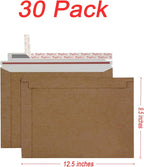 Rigid Mailers 30 Pack 9.5 x 12.5 inches Brown Self Seal Stay Flat Bulk Cardboard Kraft No Bend Mailers Peel and Seal for Document Photos Pictures Papers Files CD