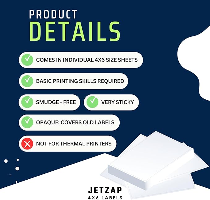 JETZAP Pre-Cut 4x6 Shipping Labels | Work on Most Inkjet and Laser Printers | Just Load & Print | USPS UPS FedEx for Home Printers | 120 Pack
