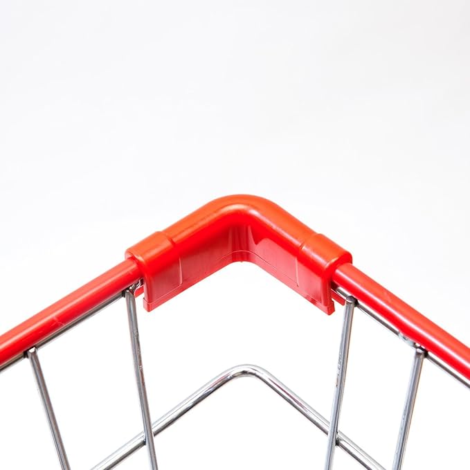 Laundry Cart Chrome Coated with Double Pole Rack, 2.5-Bu (Red or Blue Trim) (Red)