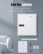 Uniclife 60 Position White Key Cabinet Steel Security Storage Box with Combination & Key Lock, Resettable, Digital, Adjustable Racks, Colorful Labels & Hooks
