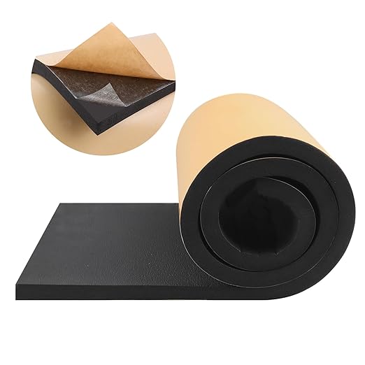 FONUNO Foam Padding Sheets with Adhesive Foam Insulation Neoprene Sheets Closed Cell Insulation Neoprene Rubber Roll for Gaskets Liner Crafts DIY Projects, Black, 12" Wide x 59" Long x 3/4" Thick