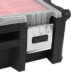 WALFRONT Electronic Tool Box Small Parts Organizer, 18 Compartment Dual Layer PP Aluminum Alloy Storage for Garage and Outdoor Tasks
