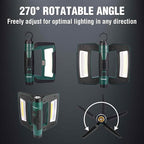 WORKPRO Rechargeable USB-C LED Work Light, Foldable Magnetic Light with Hanging Hook, 270° Rotatable, Tripod Mountable, Cordless Flashlight Light for Garage, Workshop, Auto Repair, Camping