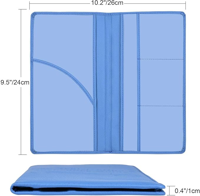 Cacturism Car Registration and Insurance Holder, Vehicle Glove Box Car Organizer Men Women Wallet Accessories Case with Magnetic Shut for Cards, Essential Document, Driver License, Blue