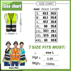 YOWESHOP High Visibility Safety Vest Custom Your Logo Protective Workwear 5 Pockets With Reflective Strips Outdoor Work Vest (M, Orange Luminous)