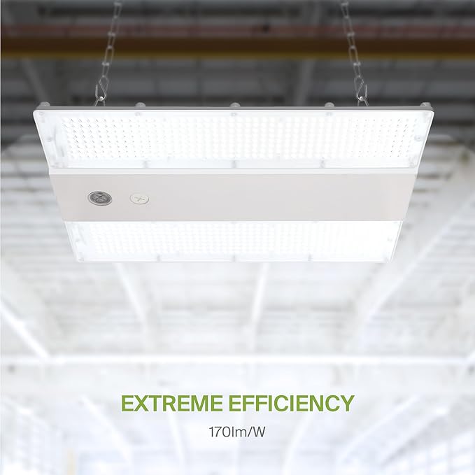 ASD LED Linear High Bay Light Fixture, Commercial Shop Lighting | 3CCT, Dimmable, Power Adjustable, DLC Premium, UL Listed | 320W 51000LM 3500-5000K 200-480V | Warehouse, Garage, Workshop Lamp | White