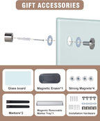 Mifuro Magnetic Glass Whiteboard，48"x36" Wall Mounted Frameless Dry Erase Board for Office, Home & School White