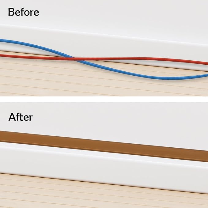 Rubber Bond TV Cord Hider Cable Protector - Strong Self Adhesive Wall Cord Cover Cable Hider - Low Profile Cable Management Wall Cord Concealer Cable Raceway (Brown, 6 Feet)